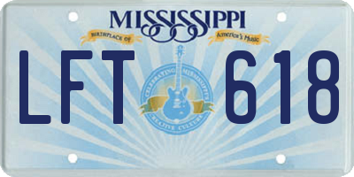 MS license plate LFT618