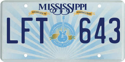 MS license plate LFT643