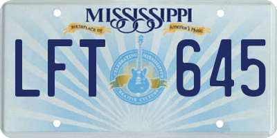 MS license plate LFT645