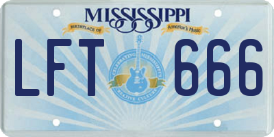 MS license plate LFT666