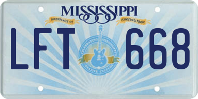MS license plate LFT668