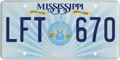 MS license plate LFT670