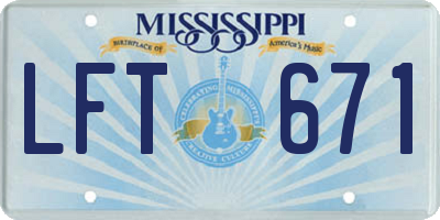 MS license plate LFT671