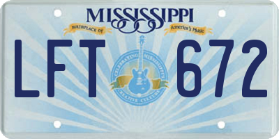 MS license plate LFT672