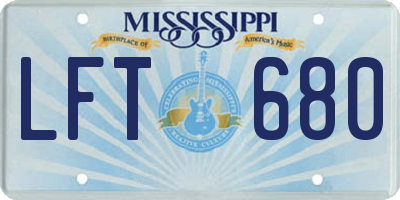 MS license plate LFT680