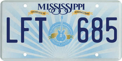 MS license plate LFT685