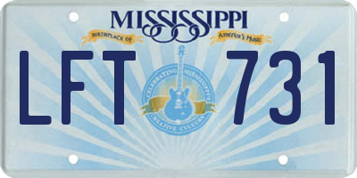 MS license plate LFT731