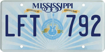 MS license plate LFT792