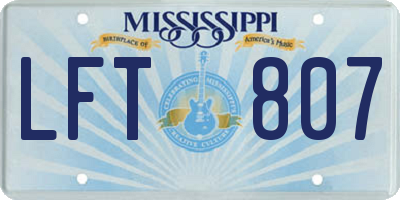 MS license plate LFT807