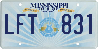MS license plate LFT831