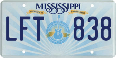 MS license plate LFT838