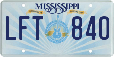 MS license plate LFT840