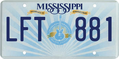 MS license plate LFT881