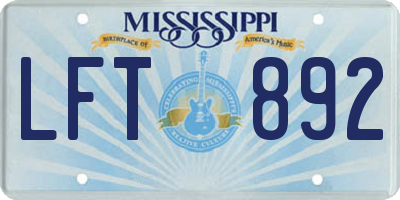 MS license plate LFT892