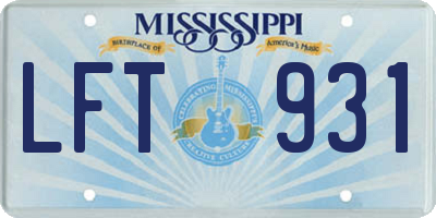 MS license plate LFT931