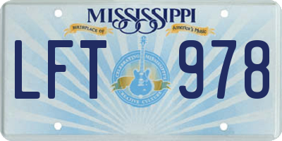 MS license plate LFT978