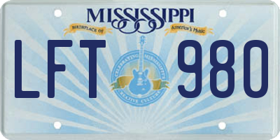 MS license plate LFT980