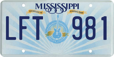 MS license plate LFT981