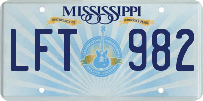 MS license plate LFT982