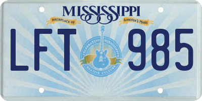 MS license plate LFT985