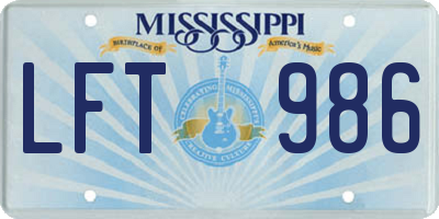 MS license plate LFT986