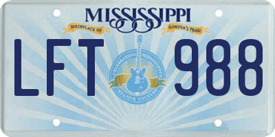 MS license plate LFT988