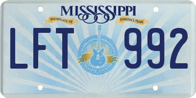 MS license plate LFT992