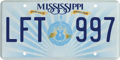 MS license plate LFT997