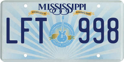 MS license plate LFT998
