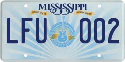 MS license plate LFU002