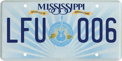 MS license plate LFU006
