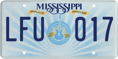 MS license plate LFU017