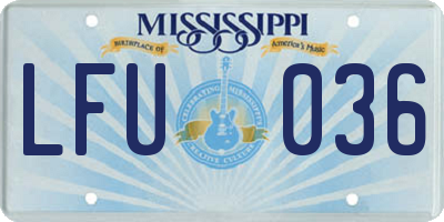MS license plate LFU036