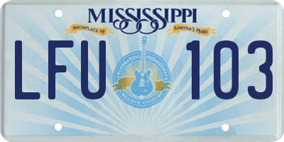 MS license plate LFU103