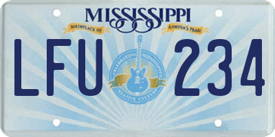 MS license plate LFU234