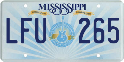 MS license plate LFU265