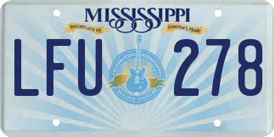 MS license plate LFU278