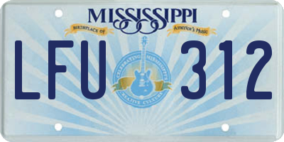 MS license plate LFU312