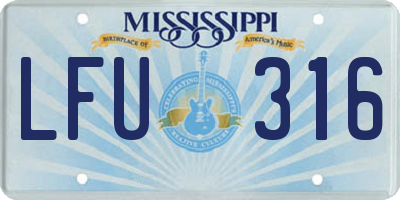 MS license plate LFU316
