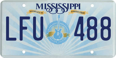 MS license plate LFU488