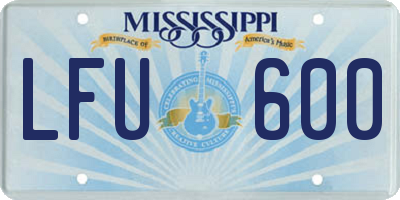 MS license plate LFU600