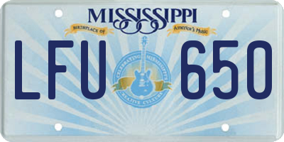 MS license plate LFU650
