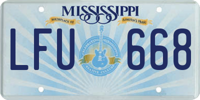 MS license plate LFU668
