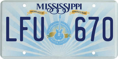 MS license plate LFU670