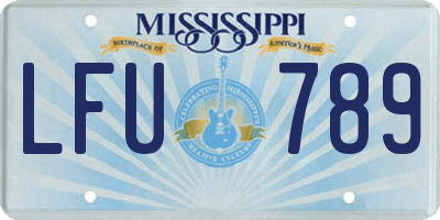 MS license plate LFU789