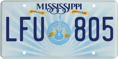 MS license plate LFU805