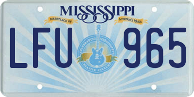 MS license plate LFU965
