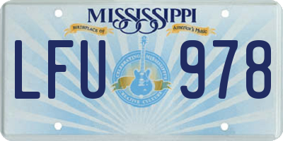 MS license plate LFU978