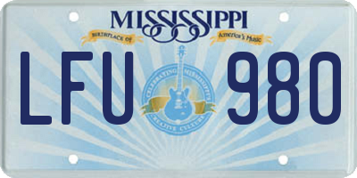 MS license plate LFU980