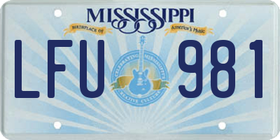 MS license plate LFU981